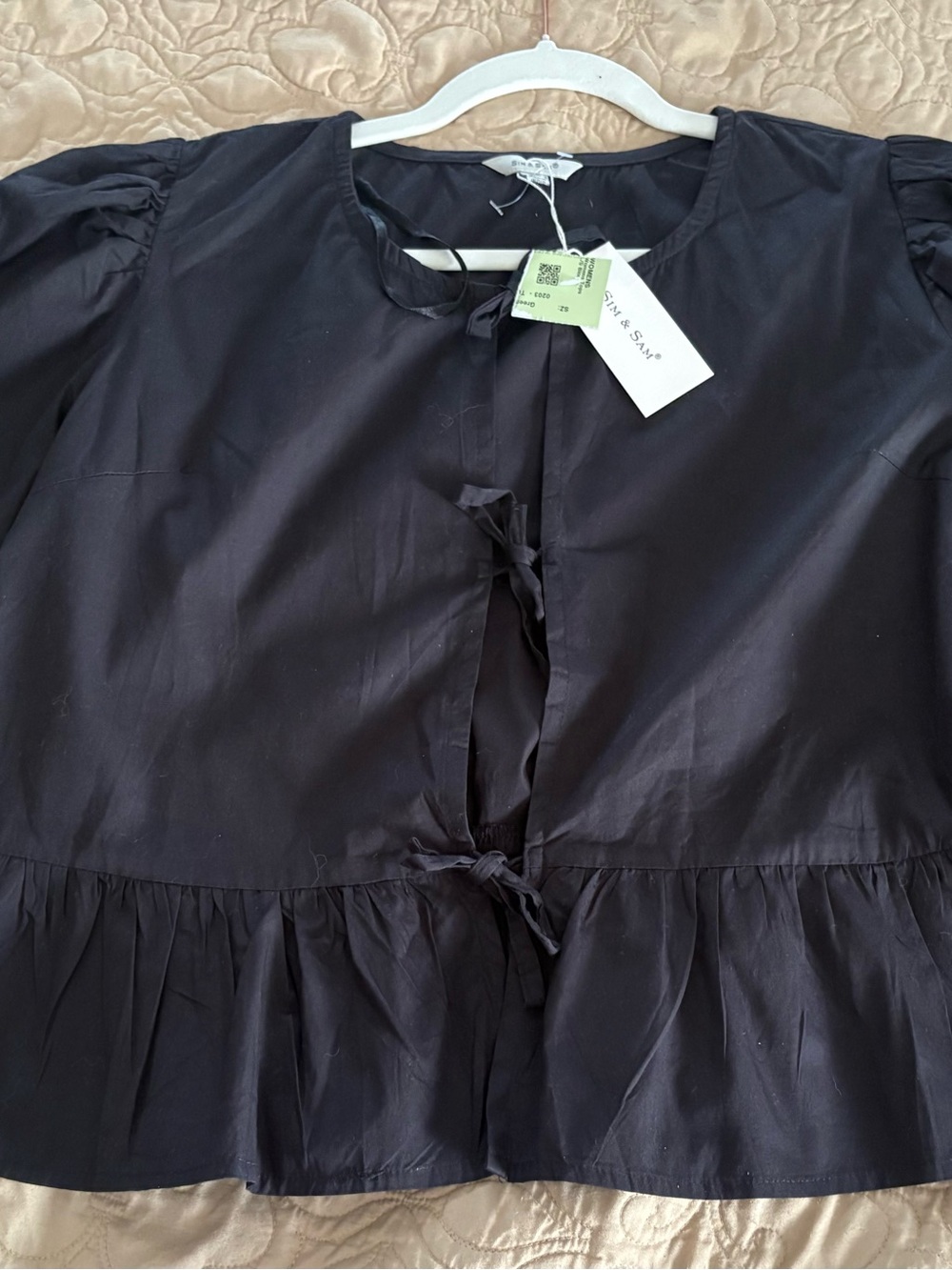 NWT~XL Black Sim & Sam Babydoll Top. Adorable!
